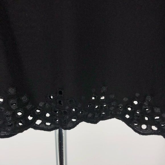 Club Monaco Silk Black Eyelet Trim 3/4 Sleeve Top Blouse - Picture 5 of 10